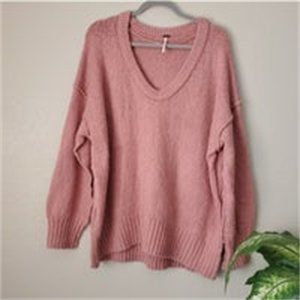 Blush Pink Oversize Knit Tunic Pullover Sweater Womens S